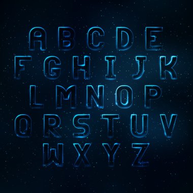 Parlayan kozmik neon yazı tipi