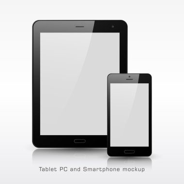 Siyah cep telefonu ve tablet Pc şablonu