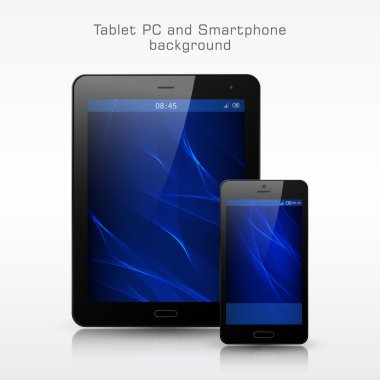 Siyah cep telefonu ve tablet Pc şablonu
