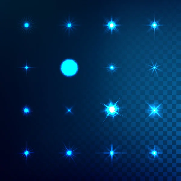 Набор звёзд светового эффекта с блестками — стоковый вектор