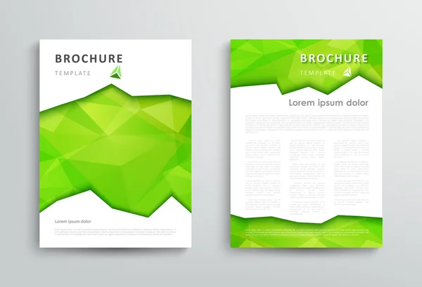Conjunto de plantilla de diseño de folleto con fondos triangulares — Vector de stock
