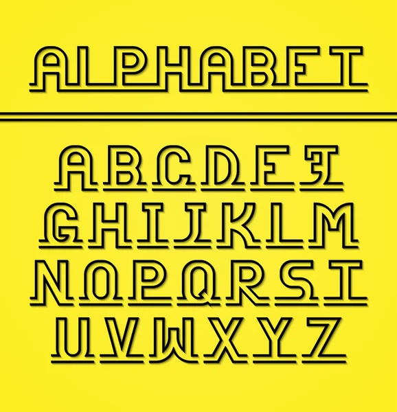 Lateinisches Alphabet. Schwarze Buchstaben mit Schatten — Stockvektor