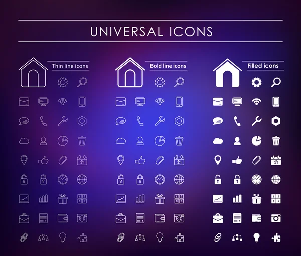 Un conjunto de iconos blancos universales — Archivo Imágenes Vectoriales