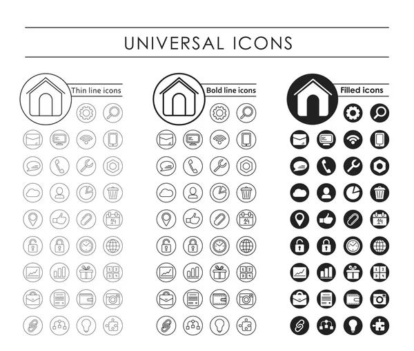 Un ensemble d'icônes noires universelles — Image vectorielle
