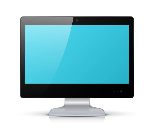 Monitor negro aislado sobre fondo blanco — Vector de stock