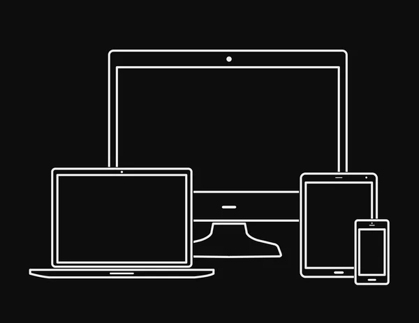 Dispositivos electrónicos en estilo liner — Archivo Imágenes Vectoriales