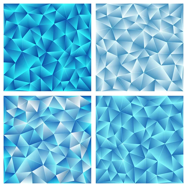 Conjunto de cuatro fondos triangulares azules — Archivo Imágenes Vectoriales
