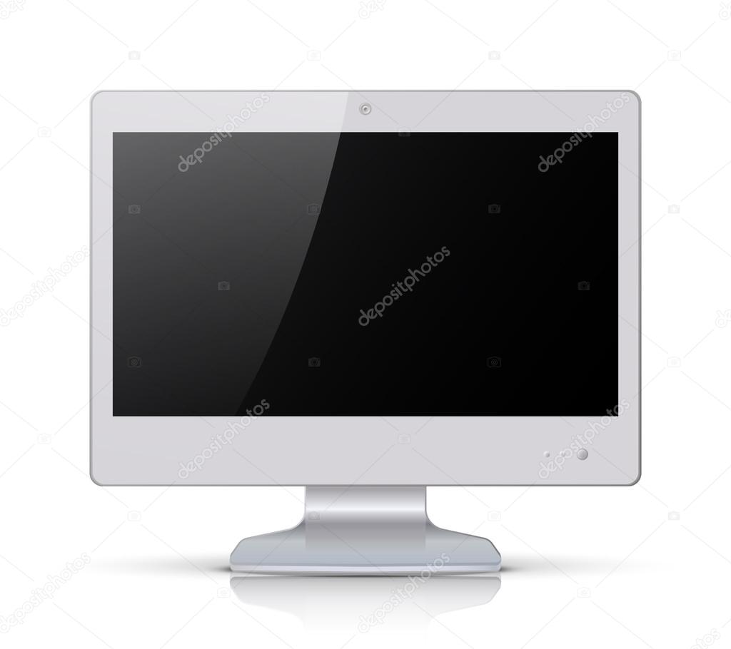 White monitor isolated on white background