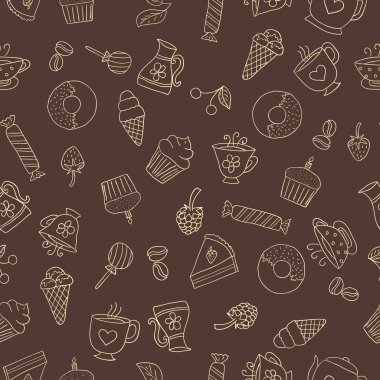 Tatlılar çizilmiş simgeler seamless modeli 