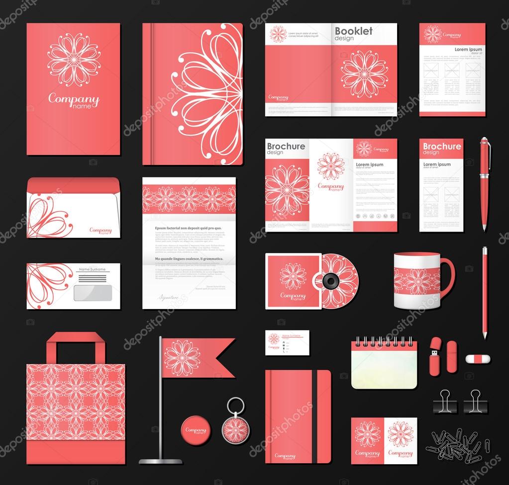 Business corporate identity template set with logo