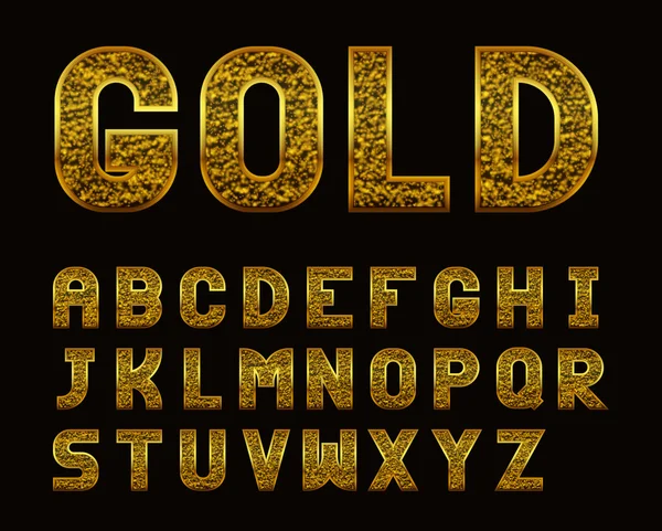 黄金のテクスチャでラテン系のアルファベット — ストックベクタ