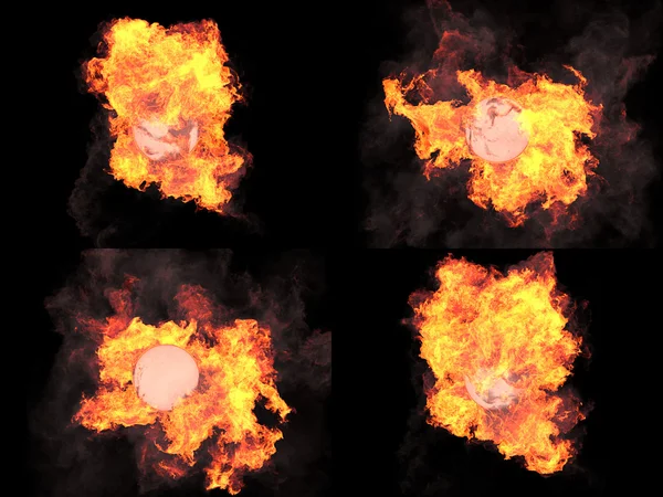 four versions. Sphere in fire