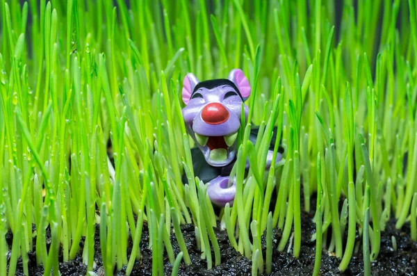 Детская игрушка в траве — стоковое фото