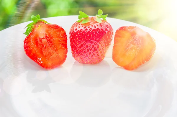 Fondo maduro de fresas — Foto de Stock