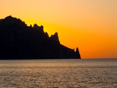 Karadeniz volkan Kara-Dag üzerinde şafak