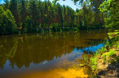 Güneşli bir gün sessiz Nehri üzerinde 