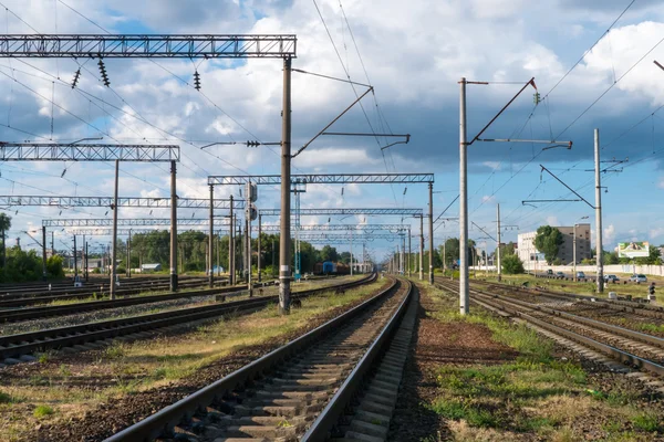 Railway Tracks and moody sky — Stock Photo, Image