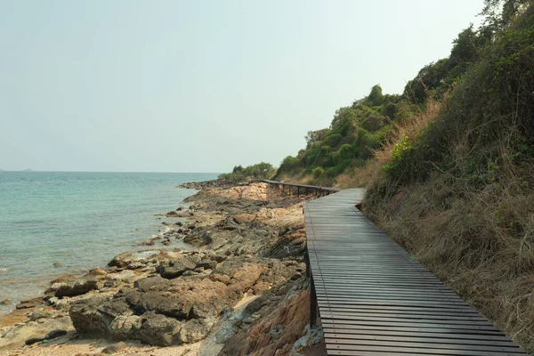 Les Rochers Sur Plage Sont Des Rochers Des Ponts Bois — Photo