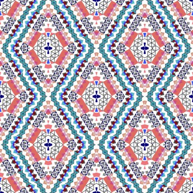 Geometrik etnik doğulu geleneksel tasarım arka plan, halı, duvar kağıdı, giysi, ambalaj, kumaş, taşıyıcı illüstrasyon. Nakış tarzı. Geometrik etnik doğulu dikdörtgen desensiz arka plan için geleneksel tasarım.