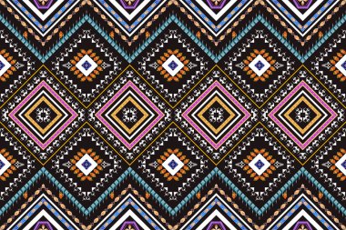 Arka plan ya da duvar kâğıdı için geometrik etnik model kusursuz tasarım. Kumaş desenli tasarım konsepti. Halı etnik kabile sanatı. Meksika usulü. Arkaplan, kumaş, giysi, halı, tekstil, batik, nakış için tasarım.