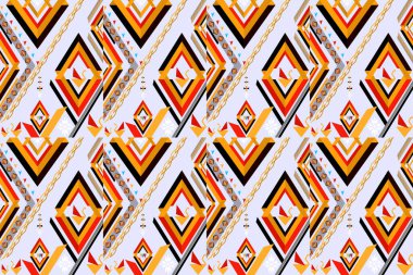 Arka plan ya da duvar kâğıdı için geometrik etnik model kusursuz tasarım. Kumaş desenli tasarım konsepti. Halı etnik kabile sanatı. Meksika usulü. Arkaplan, kumaş, giysi, halı, tekstil, batik, nakış için tasarım.