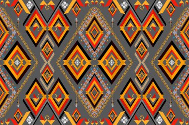 Arka plan ya da duvar kâğıdı için geometrik etnik model kusursuz tasarım. Kumaş desenli tasarım konsepti. Halı etnik kabile sanatı. Meksika usulü. Arkaplan, kumaş, giysi, halı, tekstil, batik, nakış için tasarım.