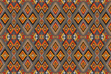 Arka plan ya da duvar kâğıdı için geometrik etnik model kusursuz tasarım. Kumaş desenli tasarım konsepti. Halı etnik kabile sanatı. Meksika usulü. Arkaplan, kumaş, giysi, halı, tekstil, batik, nakış için tasarım.