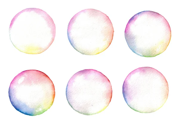 Watercolor rainbow soap Bubbles set isolated — Stock Photo, Image