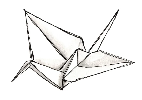 Watercolor sketch shadoof origami isolated — Stock Photo, Image