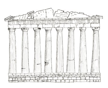 Kroki Yunanistan Atina Parthenon izole