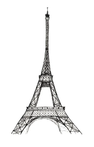 Esboço Torre Eiffel Paris isolado — Fotografia de Stock