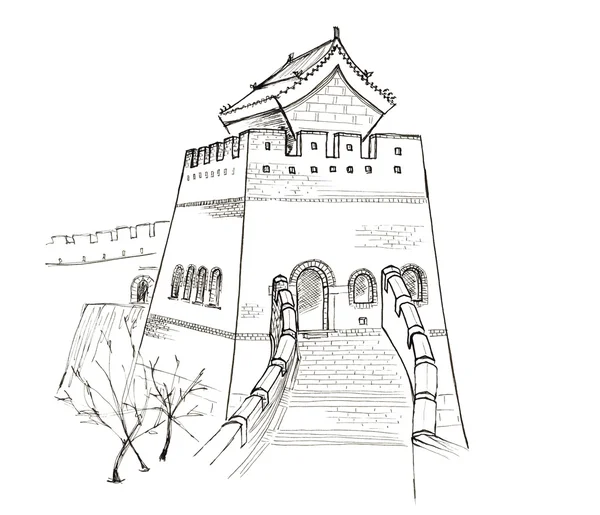 万里の長城分離の手描きのスケッチ — ストック写真