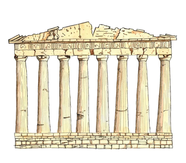 Aquarel schets Griekenland Athene Parthenon geïsoleerd — Stockfoto