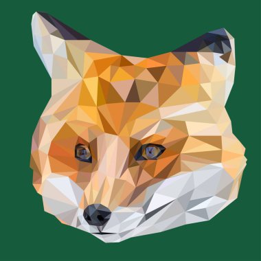Kırmızı tilki vektör çizimi düşük polimerli üçgenler tarafından yapılmış. Çokgen mozaik soyut hayvan kapağı not defteri albüm poster afişi. Tişörtte havalı yaratıcı moda baskısı. Geometrik şekiller
