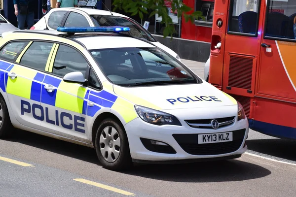 Police car on Blue lights — Stock Photo, Image