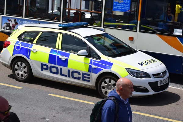 Police car on Blue lights — Stock Photo, Image