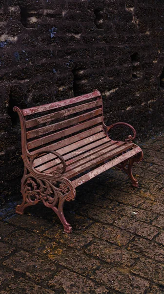 Velha Cadeira Vintage Tempos Antigos Parque Para Pessoas Relaxarem — Fotografia de Stock