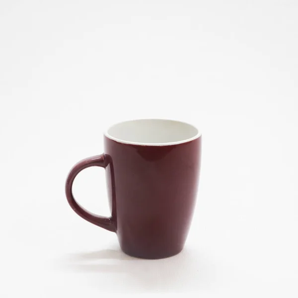 Vide Plaine Simple Tasse Café Couleur Brune Dans Fond Blanc — Photo