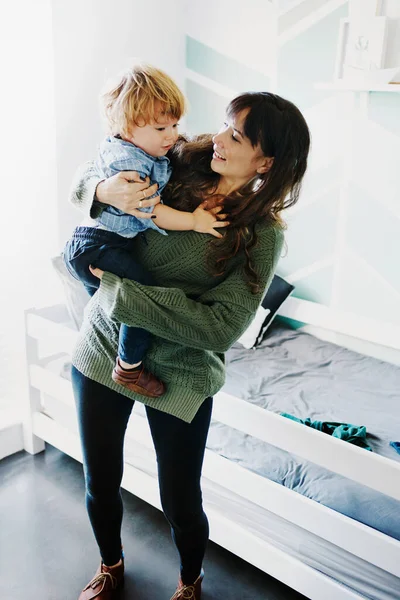 Cropped Shot Young Woman Spending Quality Time Home Her Son — Stock Photo, Image