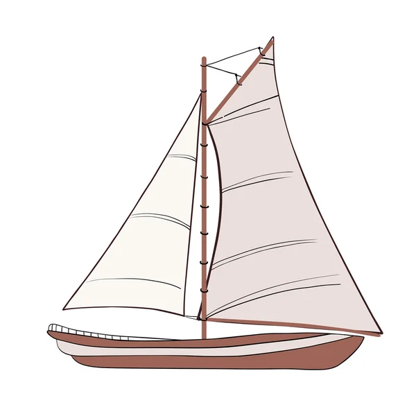 Velero con contorno negro . — Vector de stock