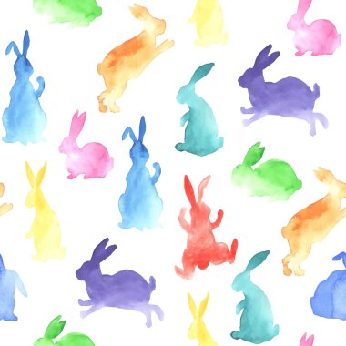 Gökkuşağı suluboya tavşan