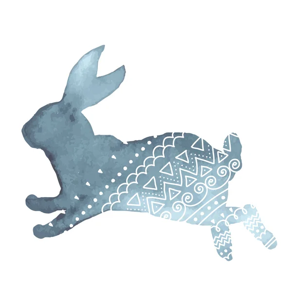 Bunny siluet süsleme ile — Stok Vektör