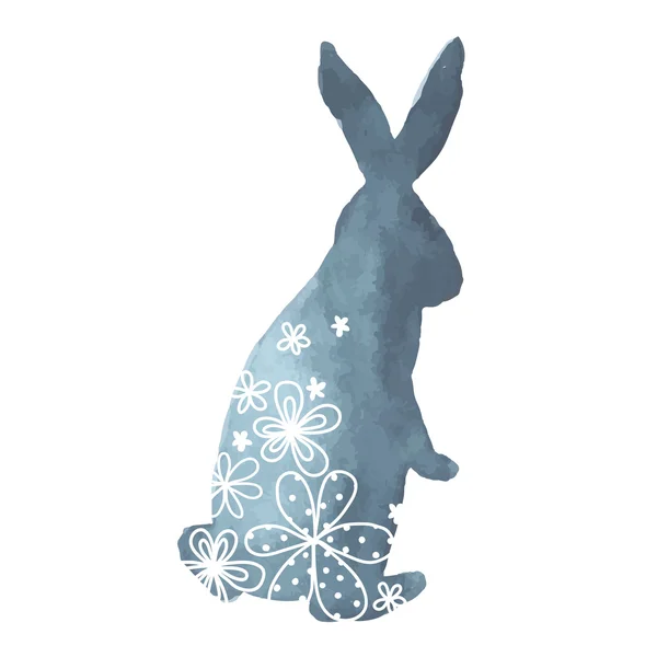 Силуэт кролика с орнаментом — стоковый вектор