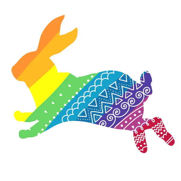 Радужный кролик с орнаментом — стоковый вектор