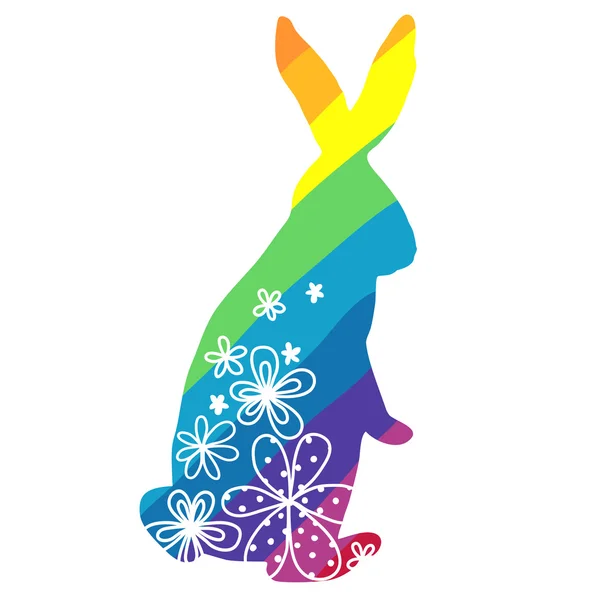 Rainbow tavşan ile süsleme — Stok Vektör