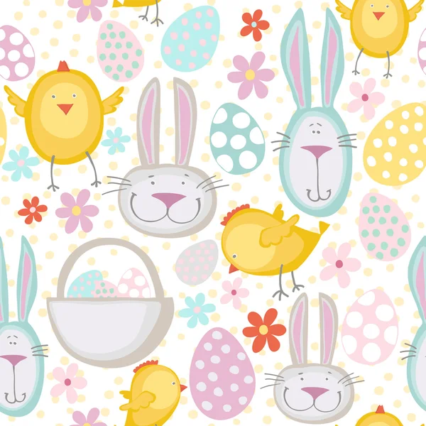 Patrón de Pascua con pollitos y conejos — Archivo Imágenes Vectoriales