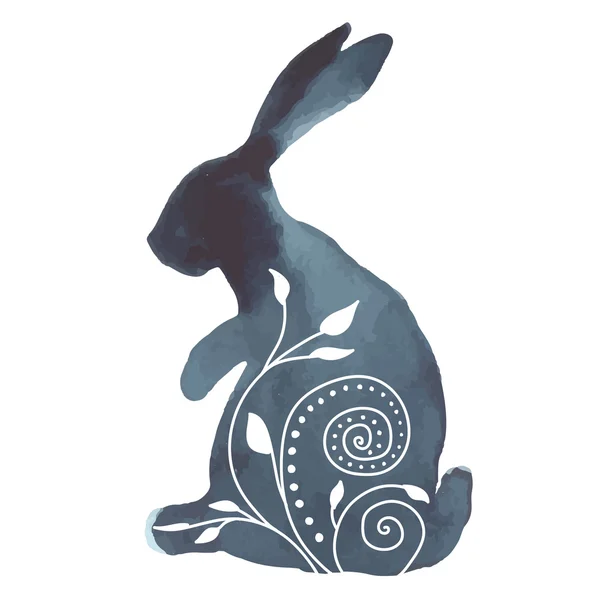 Silhouette de lapin avec ornement — Image vectorielle