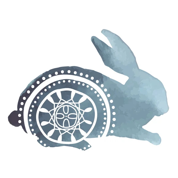 Silhouette de lapin avec ornement — Image vectorielle
