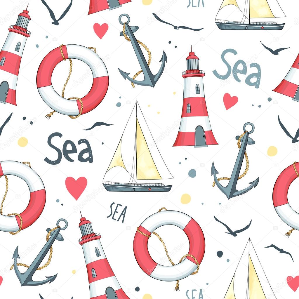 Nautical pattern with sailboats