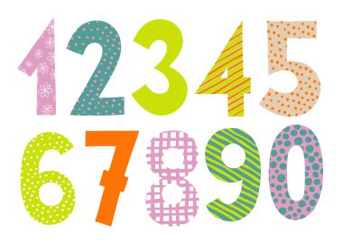 0-9 arasındaki rakamları harfler vektör kümesi. 